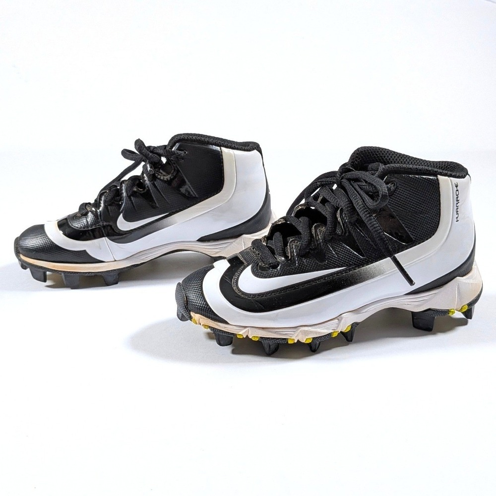 Nike Black White Huarache 2KFilth Mid-Top Baseball Cleats Fastflex Youth Boys 11